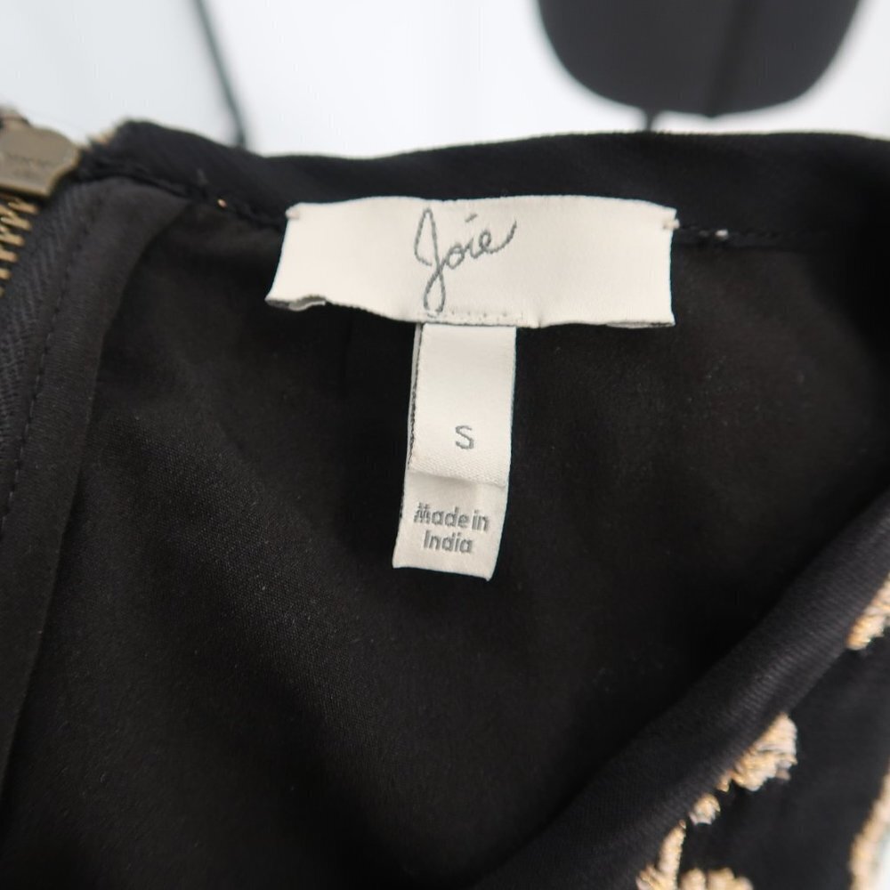 Joie Women's Short Sleeve Blouse Sparkly Gold and Black Size Small - Picture 3 of 8
